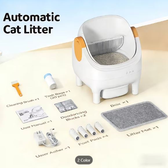 2.64gal Open-Style Self-Cleaning Litter Box | Smart App And Safety Sensors, Odor-Deterrent Litter Bag, Suitable For Cats 3.3-27.6 Lbs, Ideal For Multi-Cat Households And Busy Professionals