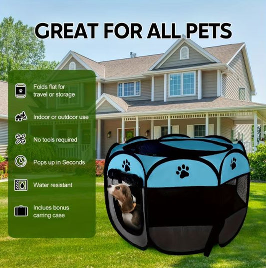 Spoil Christmas, Good Things to Accompany You, Octagonal Pet Fence Pet Tent Oxford Cloth Scratch-resistant Foldable Dog Cage Cat Delivery Room Kennel Cat Bed for All Seasons, Suitable for Puppies/cats Indoor And Outdoor Travel And Camping Use