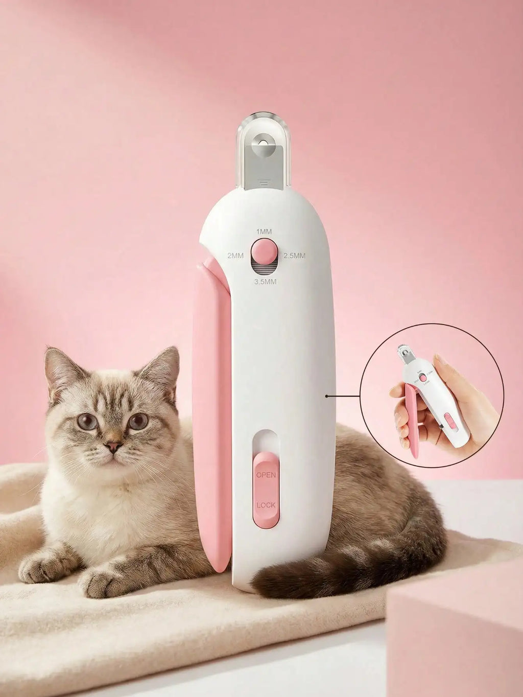 Professional Pet Nail Clippers with Safety Guard Adjustable Hole Cat Dog Nail Trimmer for All Breeds and Ages Easy Grooming