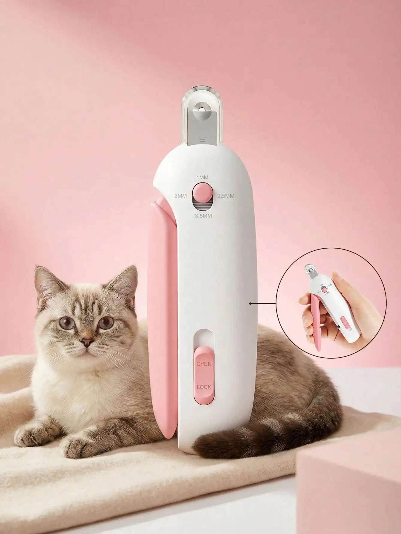 Professional Pet Nail Clippers with Safety Guard Adjustable Hole Cat Dog Nail Trimmer for All Breeds and Ages Easy Grooming