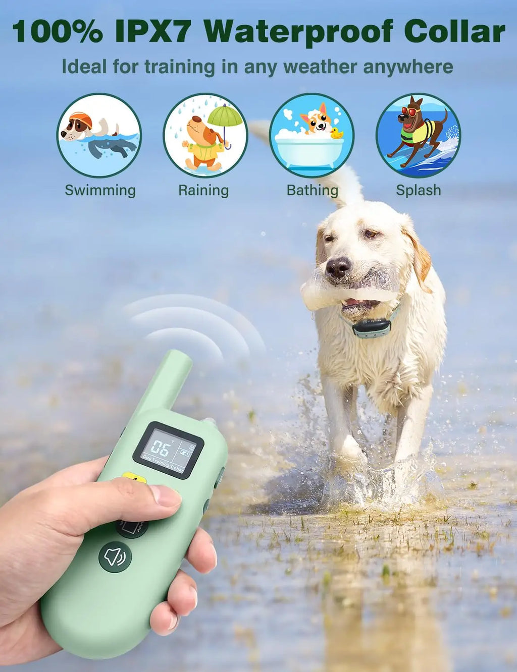 3300ft Dog Shock Collar with Remote, Shock & Double Shock Mode ,IPX7 Waterproof Training Collars for 7-120lbs Medium Large Dogs
