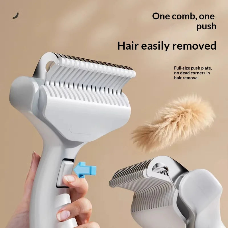 Pet detangling comb, cat-specific de-shedding comb, dog thinning and brushing comb, stainless steel cat hair cleaning brush
