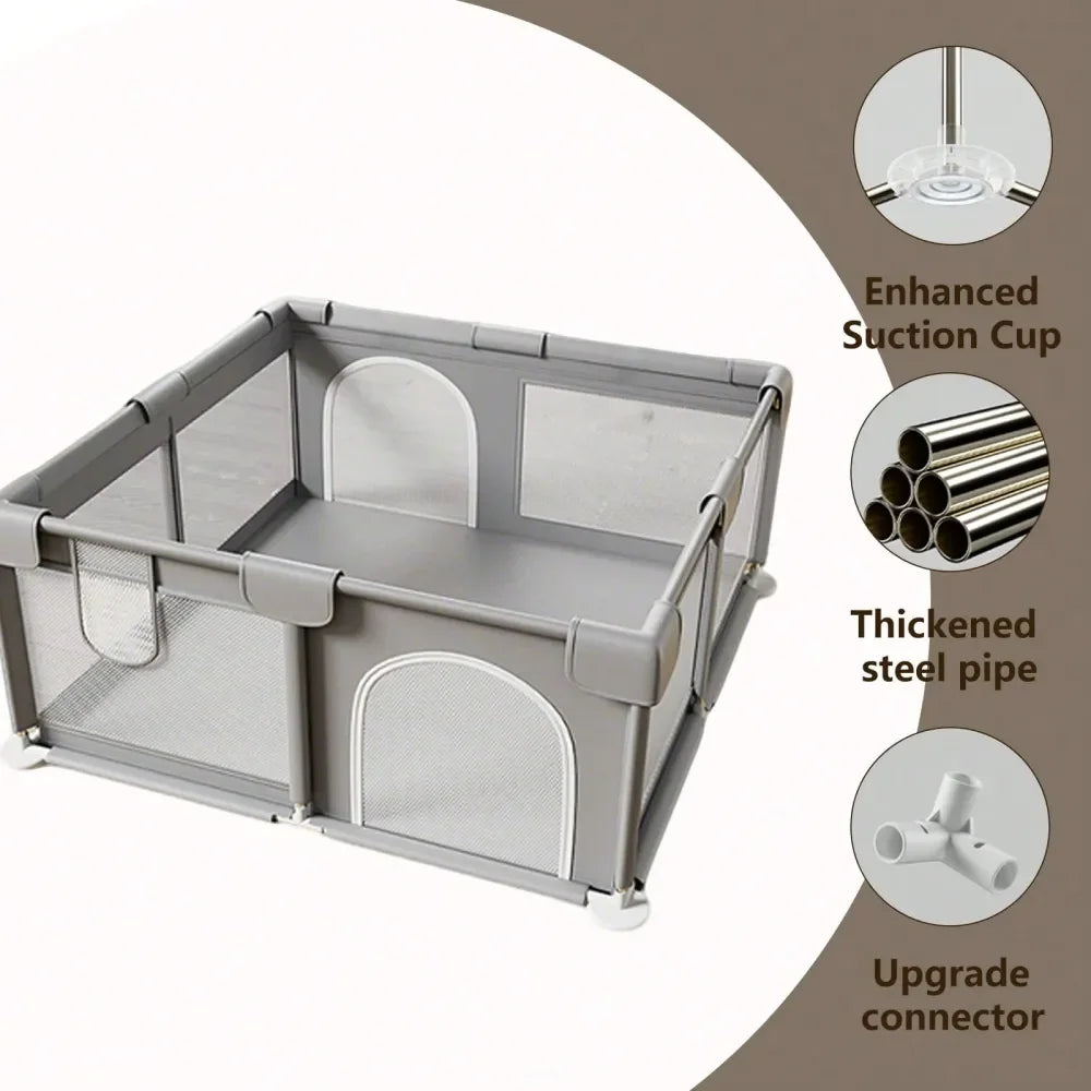 47x47x23.6 Inch Puppy Playpen With Gate, Dog Playpen For Puppies And Small Dogs, Durable Safety Pet Fence With HighStrength Nylo