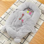 71" Large Human Size Dog Bed For Adults & Pets Removable Washable Cover Storage Pockets & Matching Blanket For Napping