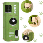 3-Tier Green Felt Cat Bed Multifunction Integrated Felt Cat Cave Creative Cat Bucket for Multi-Cat Family Pet Entertain Nest