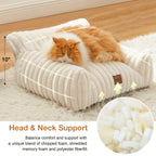 Christmas Gifts Cute Cat Couch, Dog Beds for Large Dogs Fluffy Cat Sofa with Soft Corduroy Fleece, Fuzzy Pet Couch with Removable Washable Cover, Supportive Pet Sofa with Non-Slip Bottom Dog Sofa Bed