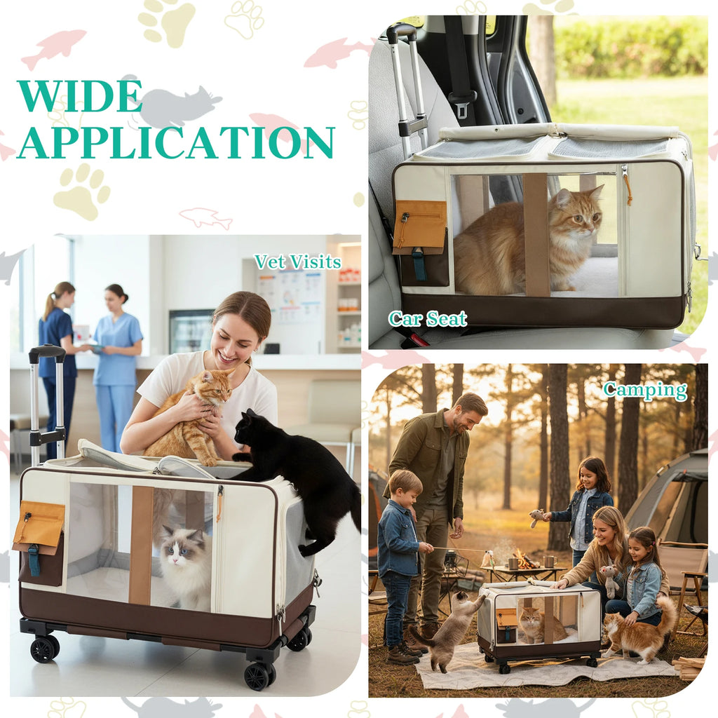 Extra Large Portable Pet Strollers Detachable Cat Dog Trolley Case Foldable Pet Bag Puppy Camping Travel Carrier Bag With Wheels