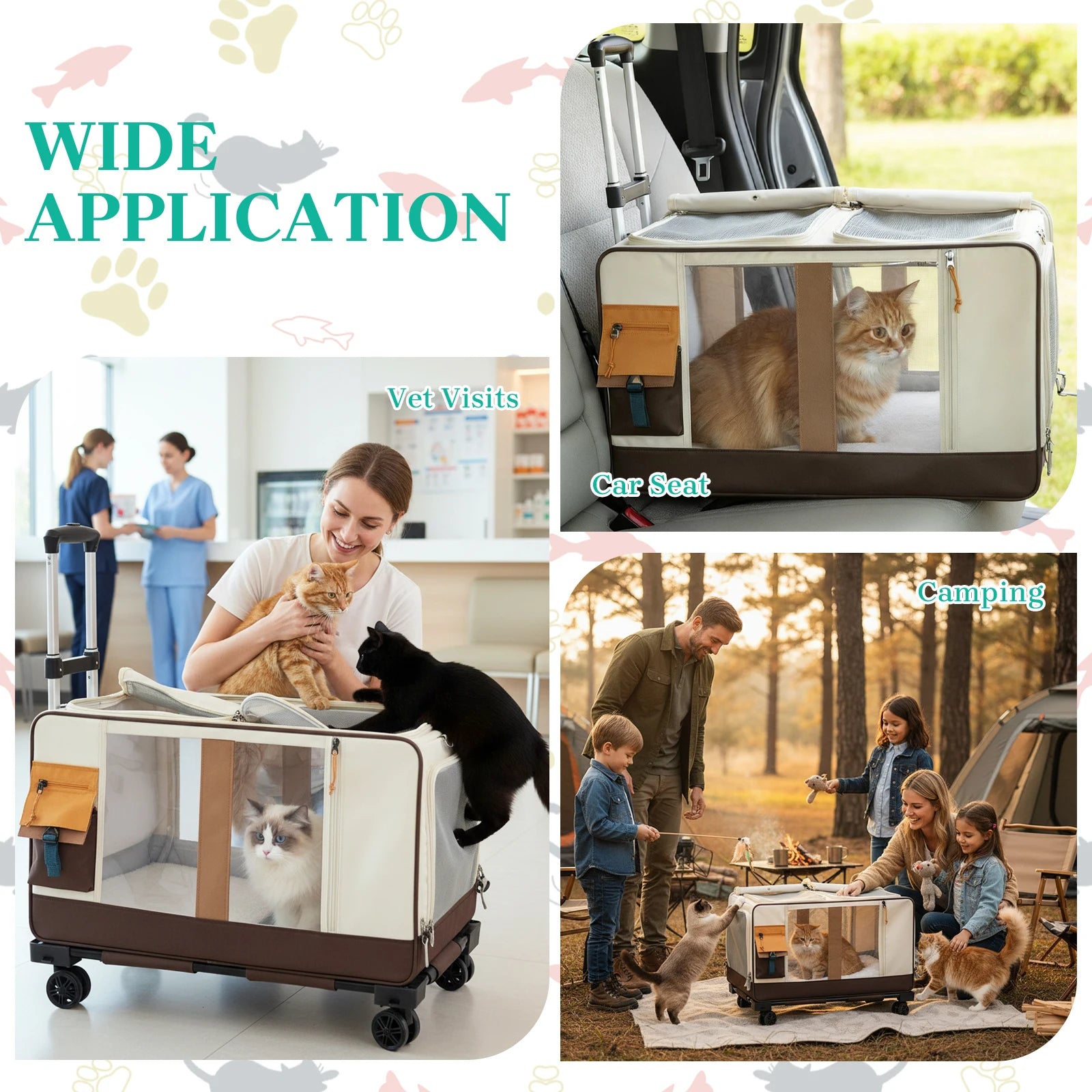 Extra Large Portable Pet Strollers Detachable Cat Dog Trolley Case Foldable Pet Bag Puppy Camping Travel Carrier Bag With Wheels