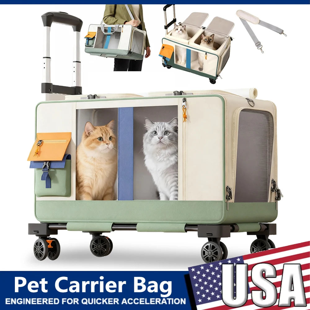 Extra Large Portable Pet Strollers Detachable Cat Dog Trolley Case Foldable Pet Bag Puppy Camping Travel Carrier Bag With Wheels