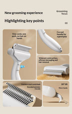 Pet detangling comb, cat-specific de-shedding comb, dog thinning and brushing comb, stainless steel cat hair cleaning brush