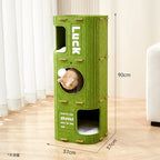 3-Tier Green Felt Cat Bed Multifunction Integrated Felt Cat Cave Creative Cat Bucket for Multi-Cat Family Pet Entertain Nest