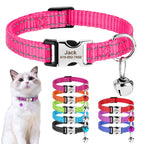 Personalized Cat Collar Reflective Nylon Dog Cats ID Collars With Free Engraving for Cats Small Dogs Chihuahua 10 Col15