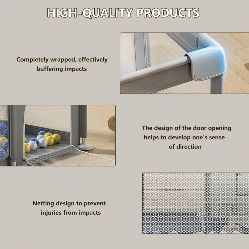 47x47x23.6 Inch Puppy Playpen With Gate, Dog Playpen For Puppies And Small Dogs, Durable Safety Pet Fence With HighStrength Nylo