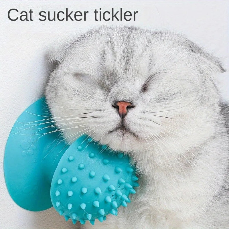 1PC Pet cat suction cup rubbing device massager cat scratching itchy scratching device cat comb suction cup massage brush