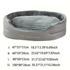 A super sized pet bed that is soft, dirt resistant, non slip, comfortable, suitable for living rooms, outdoor places, and suitab