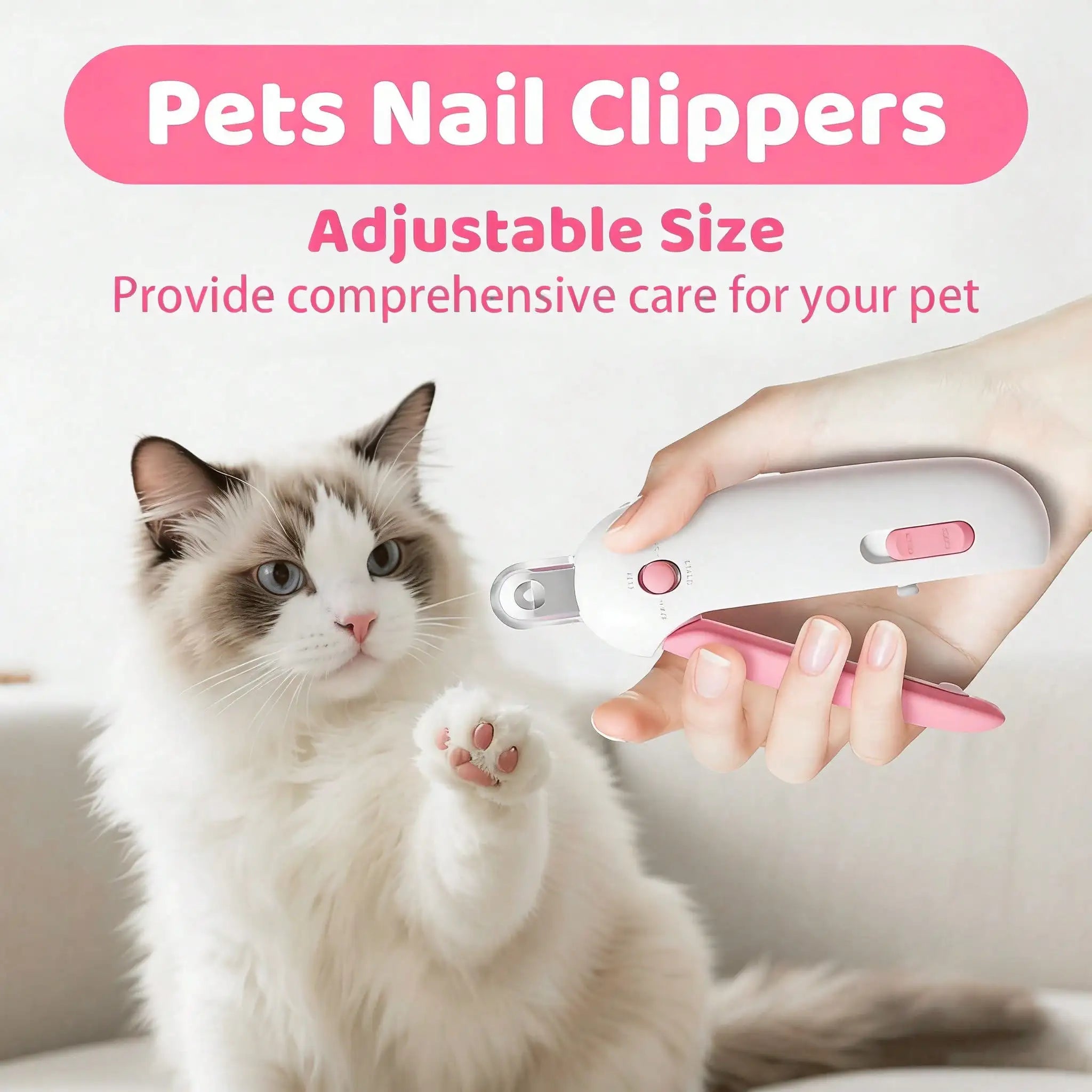 Professional Pet Nail Clippers with Safety Guard Adjustable Hole Cat Dog Nail Trimmer for All Breeds and Ages Easy Grooming