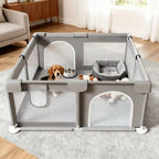 47x47x23.6 Inch Puppy Playpen With Gate, Dog Playpen For Puppies And Small Dogs, Durable Safety Pet Fence With HighStrength Nylo