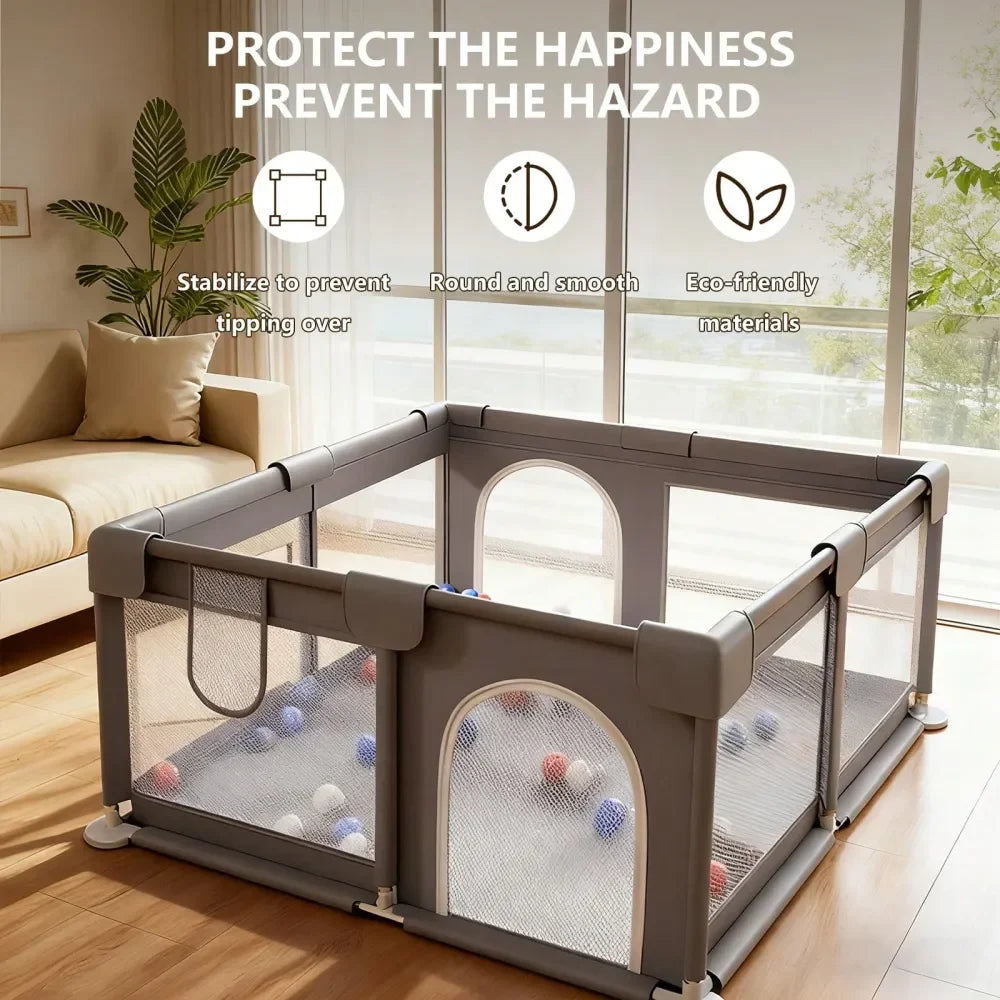 47x47x23.6 Inch Puppy Playpen With Gate, Dog Playpen For Puppies And Small Dogs, Durable Safety Pet Fence With HighStrength Nylo