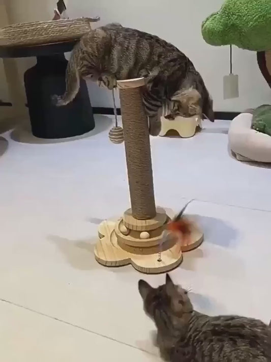 Vertical Cat Tree And Climbing Tower Made of Solid Wood And Sisal - A Durable Scratching Post for Cats, Ideal for Kittens And Adult Cats, Space-Efficient Design